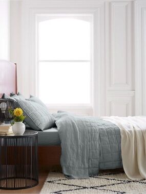 NWOT Quince European Linen Box Quilt in Mist - Full/Queen - Retail $164